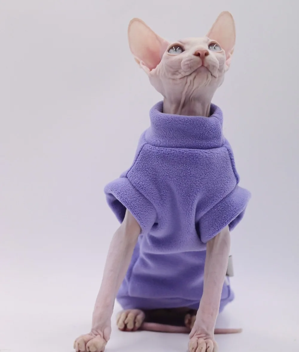 DUOMASUMI haarlose Katzenkleidung, Sphinx-Katzen-Outfits, Devon KONIS warme Winterkleidung für Haustiere, dicker Kitty-Pullover für Katzen-Hoodie