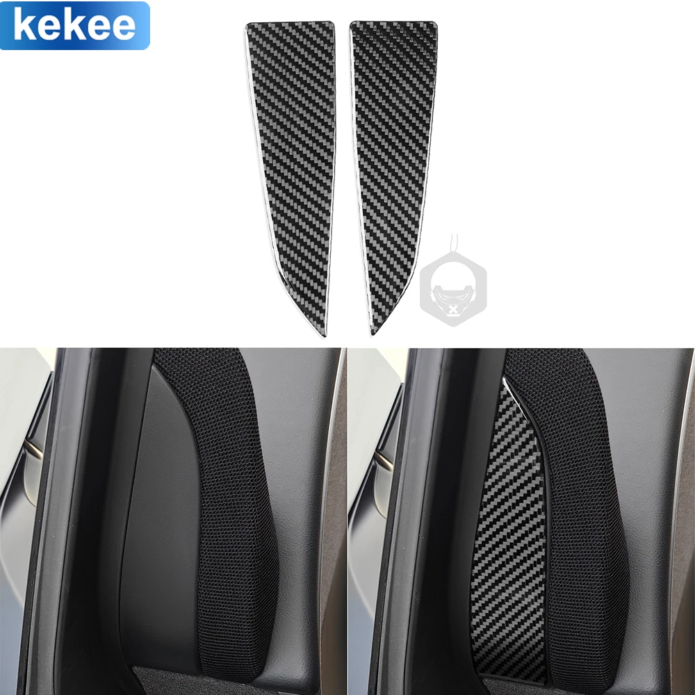 For Tesla Model 3 Accessories Interior Cover Stickers 2023+ Inner Door A-pillar Door Buffer Panel Real Carbon Fiber Auto Trim