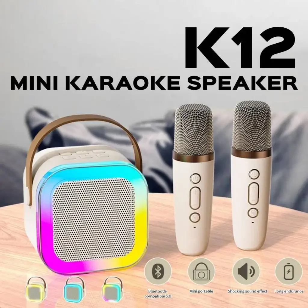 

НОВИНКА! Портативная Bluetooth-колонка K12 для дома, милая мини-система караоке с микрофоном, беспроводное аудиоустройство для семейного пения.