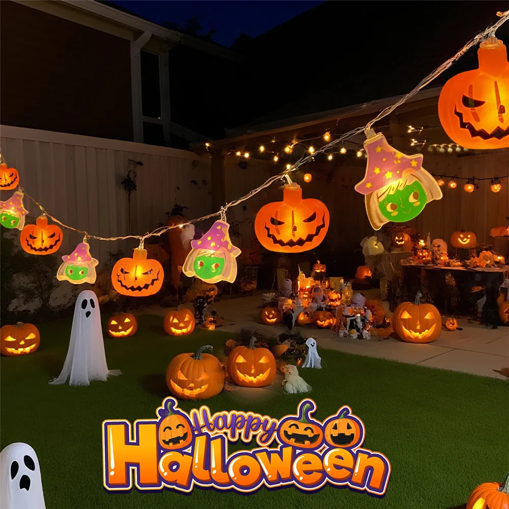 Halloween Pumpkin String Lights Party Decorative Lights LED Fairy Lights Battery Powered Indoor Outdoor Party Halloween Decor