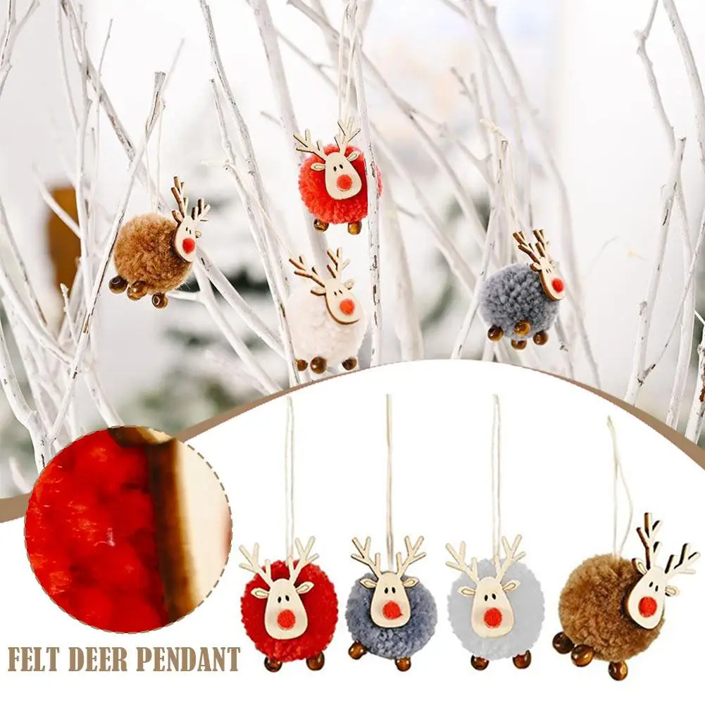 

New Creative 2024 Christmas Decorations Felt Deer Pendant White Christmas Pendant Pendant Tree Elk Pet Cute D0T7