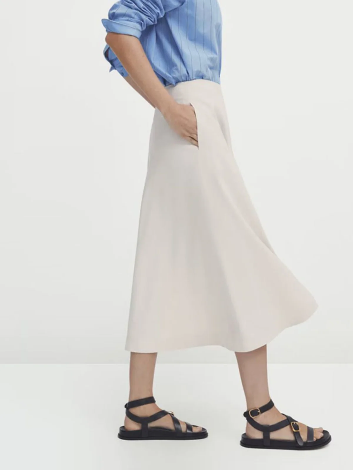 Jupe évasée trapèze pour femmes, pantalon décontracté, polyvalent, Design de points brillants, couleur Beige, nouvelle collection automne