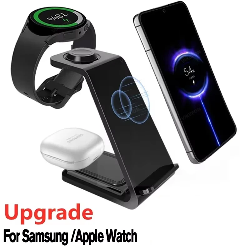 Base de Carga Inalámbrica Rápida para iPhone 17 16 15 14 Samsung S24 S23 Apple Watch 8/7 Samsung Galaxy 6/5, Estación de Carga 3 en 1