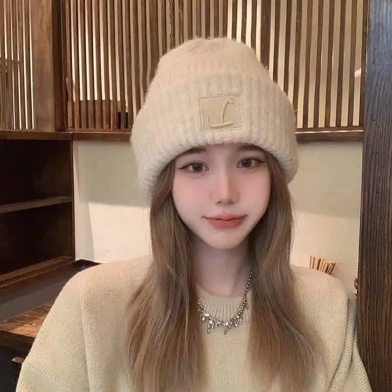 Ladies Large Head Size Knitted Wool Hat Loose Warm Winter Cap Face Slimming Ear Protection Knit Hat Autumn Winter Fashion