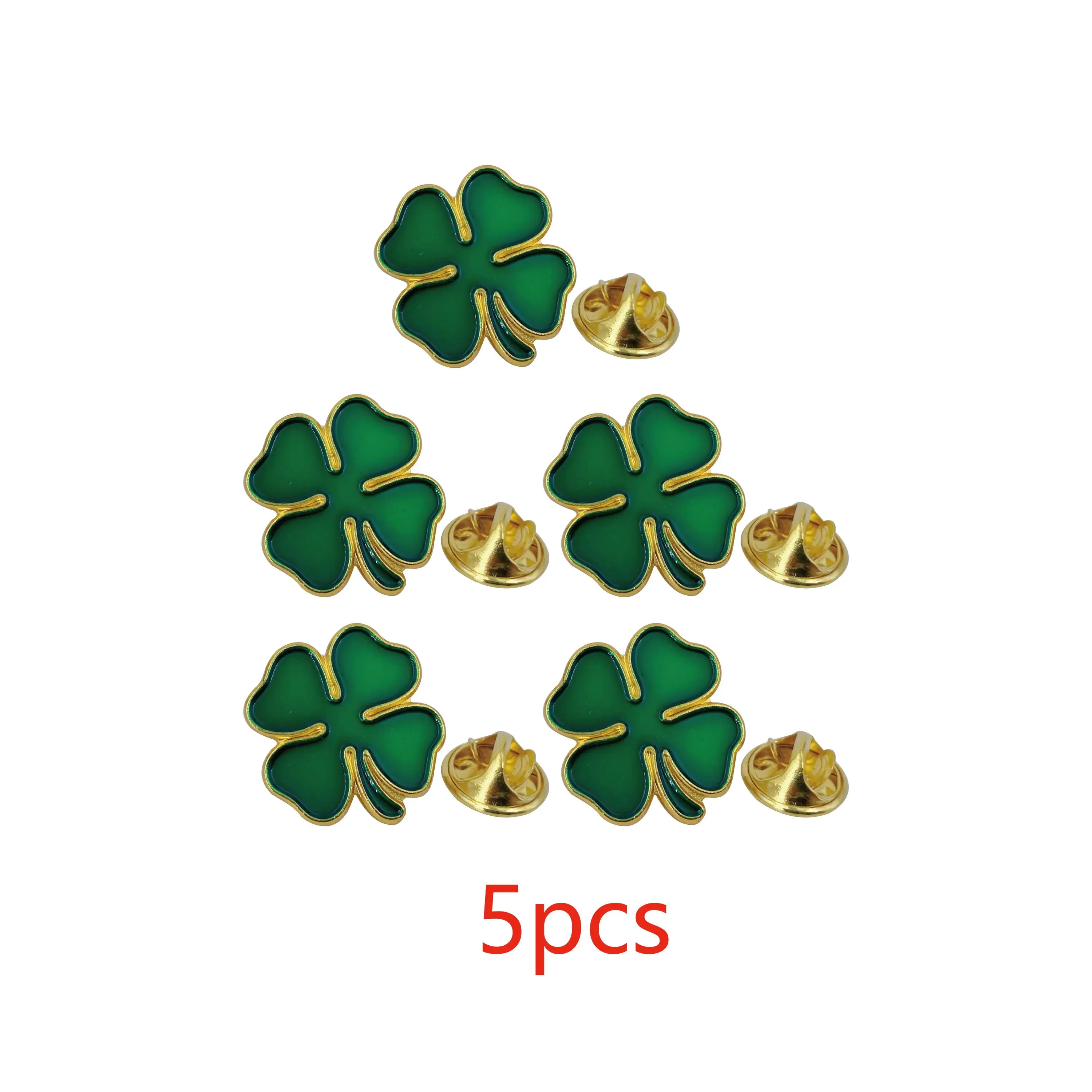 

St. Patrick's Day Shamrock Lapel Pins - 5/10/50/100 Pcs Bulk,Green Enamel Four Leaf Clover Brooch Irish Festival Souvenir Gift