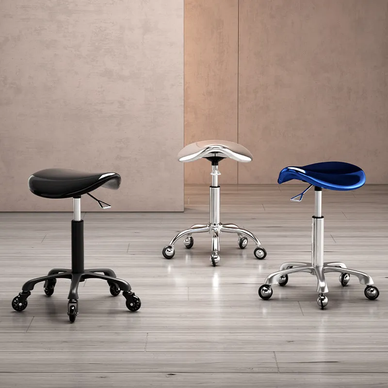 Salon Barber Stool 360° Silent Casters Thick Legged Wide Saddle High Resilience Foam for Hair Stylist Nail Tech Swivel Lift