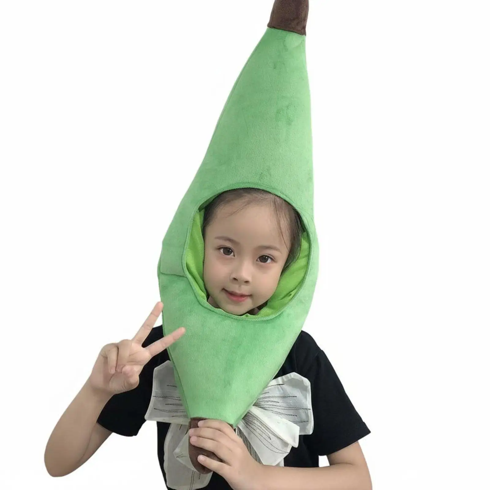 Sombrero de plátano para fotos, accesorio suave con forma de cabeza de plátano, talla universal, divertido accesorio temático de frutas y verduras