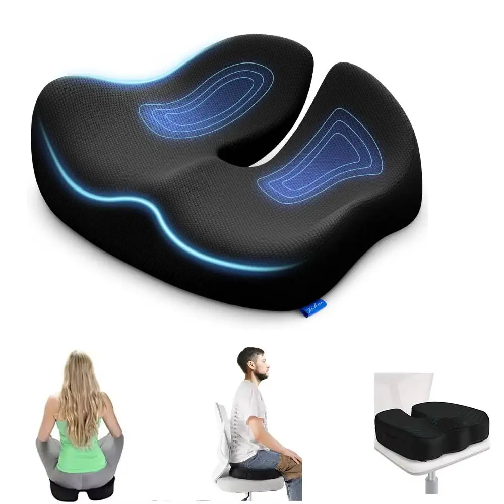 Reise-Sitzkissen, Memory-Schaum, U-förmiges Kissen für Stuhl, rutschfest, für Auto, Büro, Hüftstütze, Massage, orthopädisches Kissen