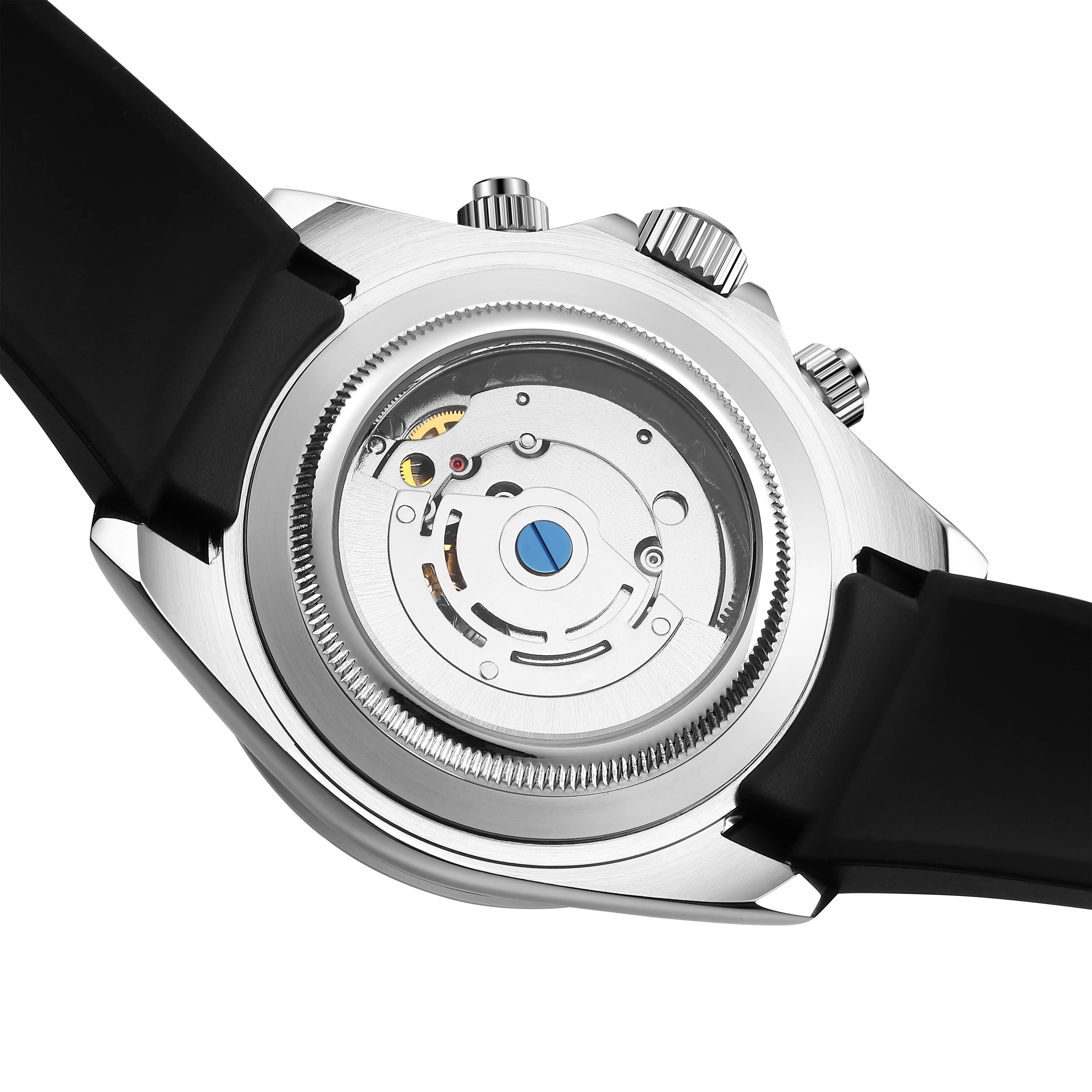 TIME TOKEN 40mm Men's Carbon Automatic Mechanical Watch Luxury Diver 100m Water-Resistant with Calendar And Week Function