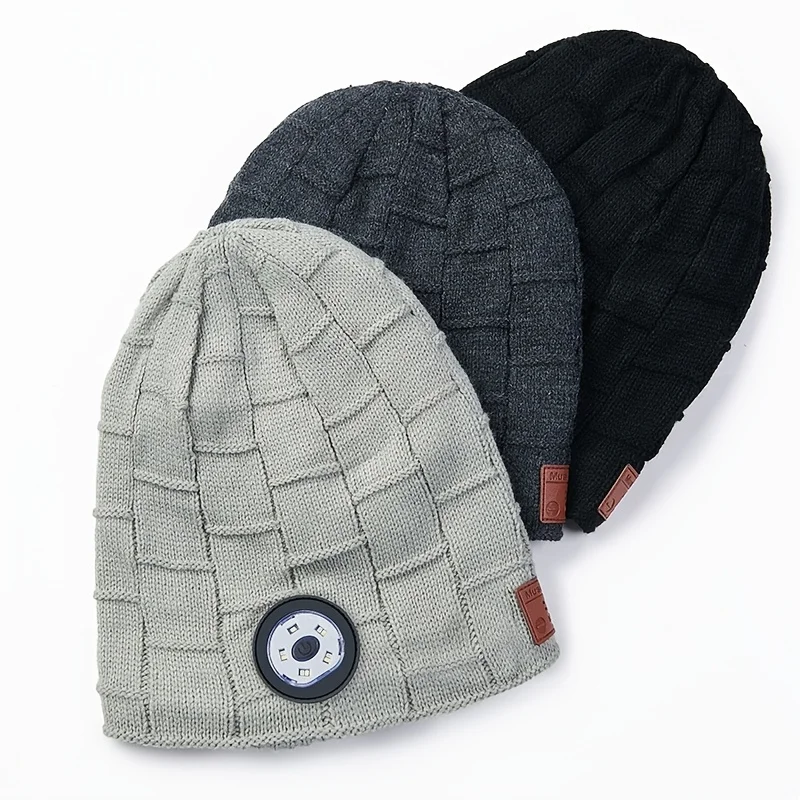 New Outdoor Sports LED Lighting Music Knitted Hat  Fleece Hat