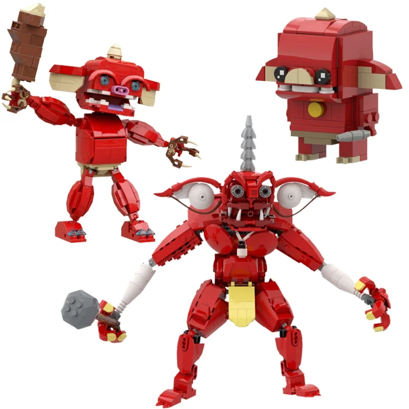 Game Accessories Red Pig Monster Building Blocks MOC-63737 Zeldaed Pig's Head Red Bokoblin Warrior Assembly Model Kids Toy Gift