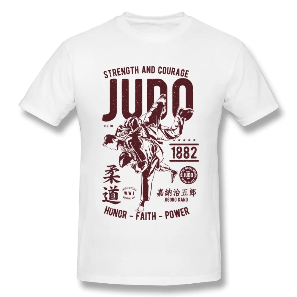 STRENGHT AND COURAGE JUDO 1882  FAITH POWER T SHIRT  Tee Unisex Unique Design T Shirt Cotton Big Size Homme T-shirt Crewneck