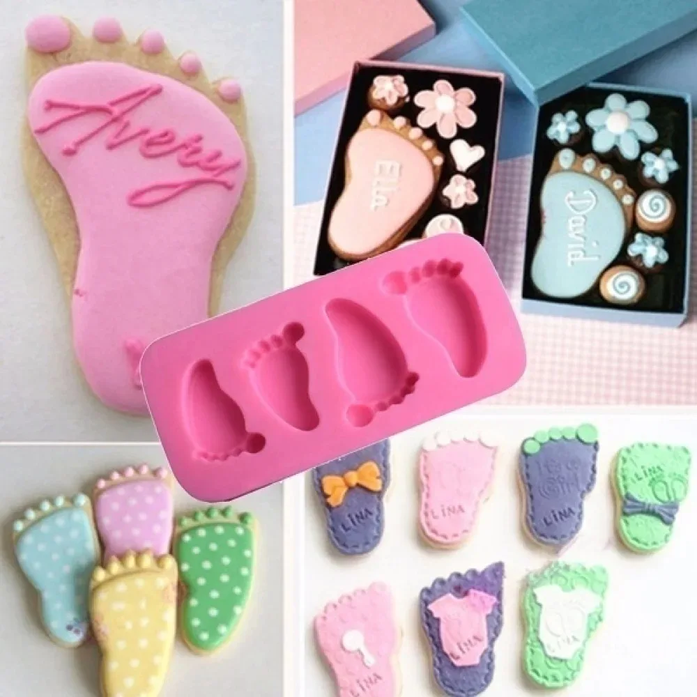 3D Baby Feet Silicone Candle Molds Mold Chocolate Fondant Cake Decorating Baking Tool Mould Home Decor Cute Foot Molds