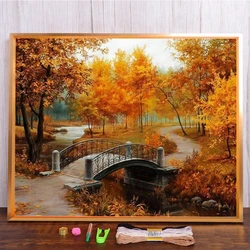 Meian Landscape Nature Golden Autumn DIY Cross Stitch 11CT Zestaw do haftu Zestaw do robótek ręcznych Drukowane płótno Bawełniana nić Strona główna