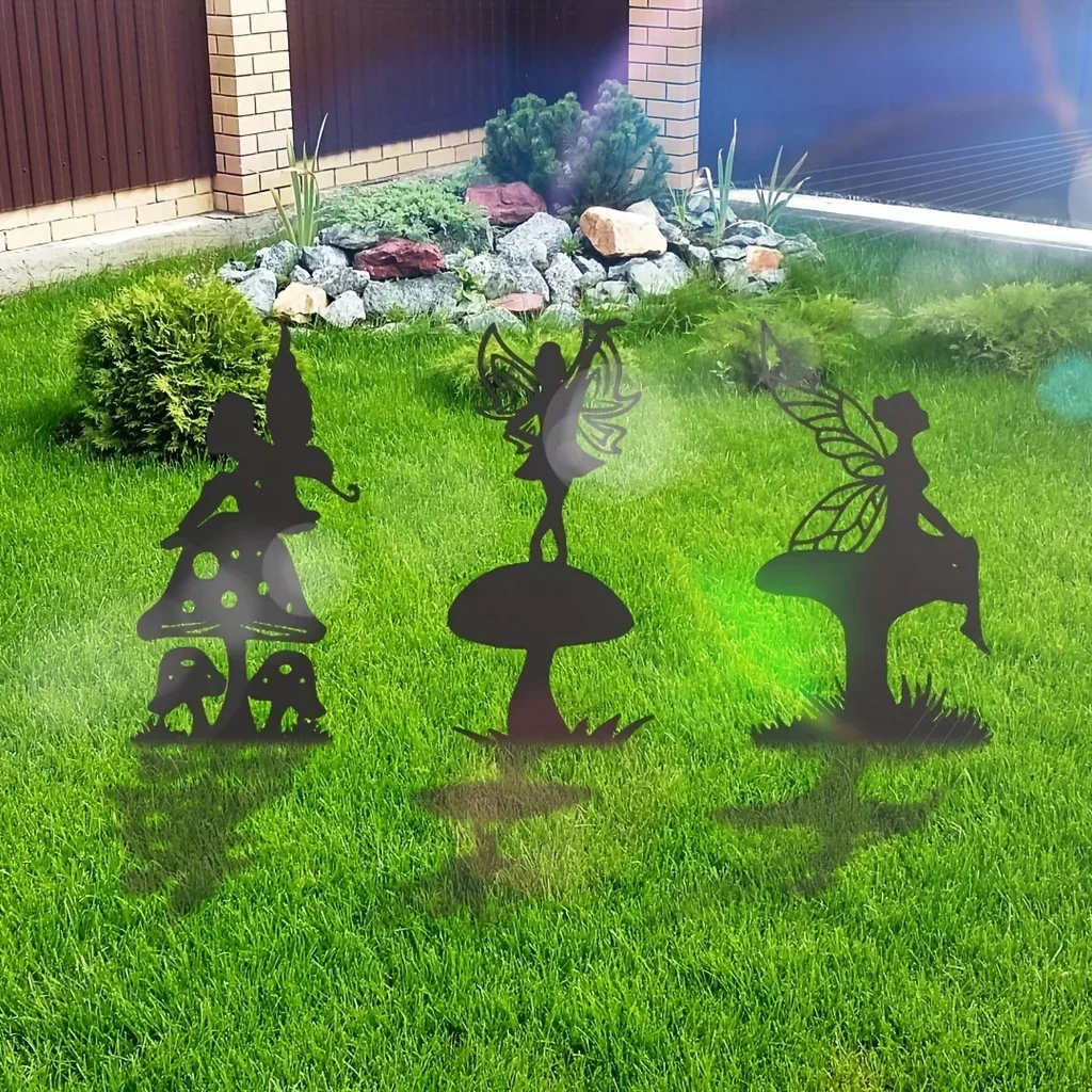 HELLOYOUNG  Rustic Garden Fairy Metal Statue Outdoor Decoration and Yard Paio Lawns Garden Party Decor Outdoor Gift Garden