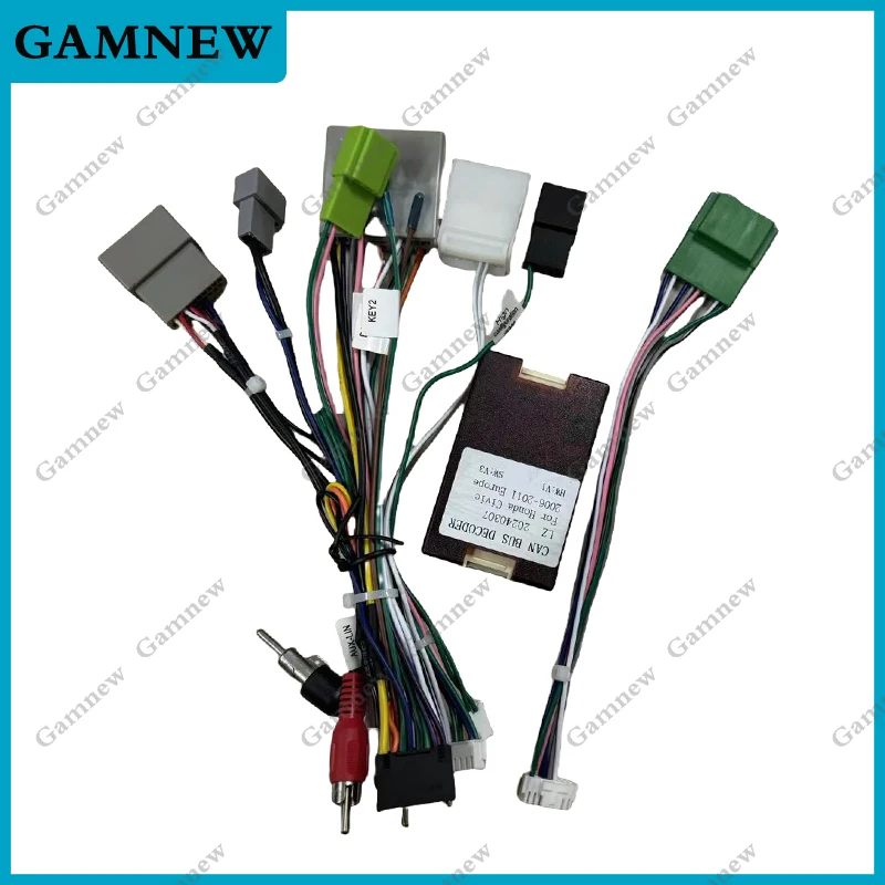 Car 16Pin Wiring Harness Adapter Canbus Box Decoder Android Radio Power Cable For Honda CRV Civic 2006-2011 Europe Version