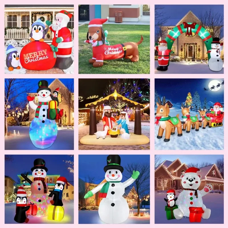 Inflatable Christmas Snowman Balloon,Air Model Scene Layout Pieces, Electric Props, LED Lighting Decoration, Fiesta Pieces, 2.1m