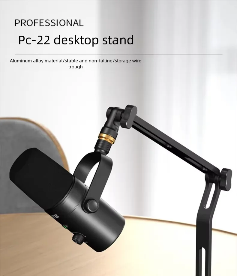 Faltbarer Desktop-Mikrofonständer für Aufnahmen, Podcasting, Streaming, Hochleistungs-Mikrofon mit Verstellbarem Metallarm für AM8 K669B SM7B – Detail 3