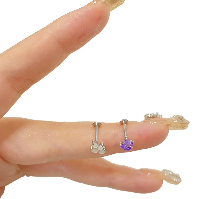ASTM F136 Titanium EAR PIERC Leaf Shape with Marquise Natural Stone Top Cartilage Earrings Ear Lip Helix Studs Piercing Jewelry