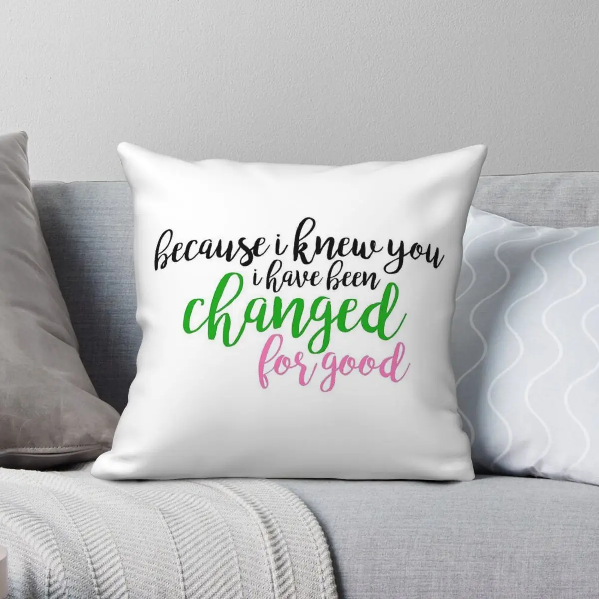 Wicked I Have Been Changed For Good Square Pillowcase Polyester Linen Velvet Printed Zip Decorative Sofa Cushion Case Wholesale