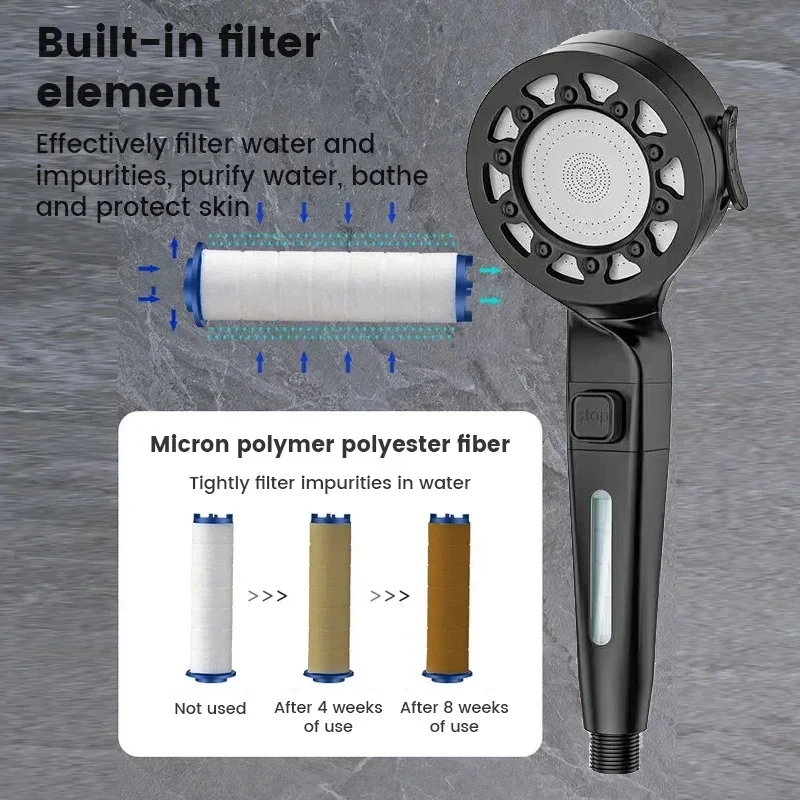 High Pressure Shower Head Water Saving 4 Modes Shower Heads Adjustable One-Key Stop Water Massage Sprayer Bathroom Accessories view 5