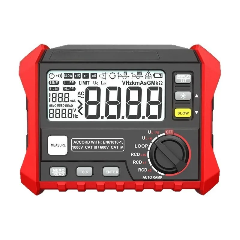 Professional Loop Resistance Tester Leakage Protection Circuit Analyzer Electrical Safety Test Meter Portable RCD RCCB Trip Time