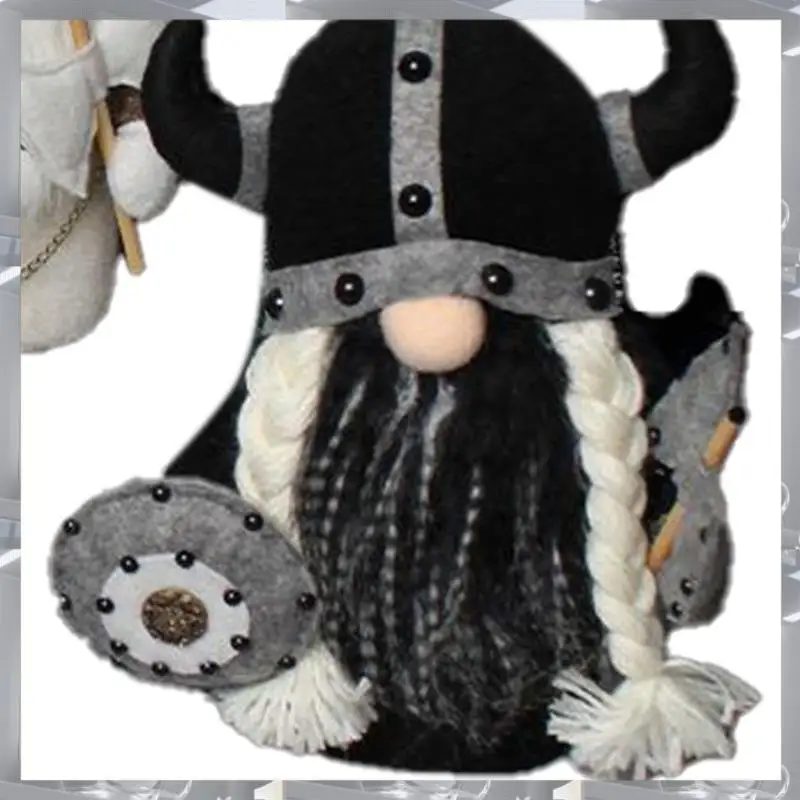 A84F-3PCS Halloween Viking Warrior Gnome  Fall Farmhouse Gnome Plush Decor Indoor Cute Scandinavian Style Gnomes