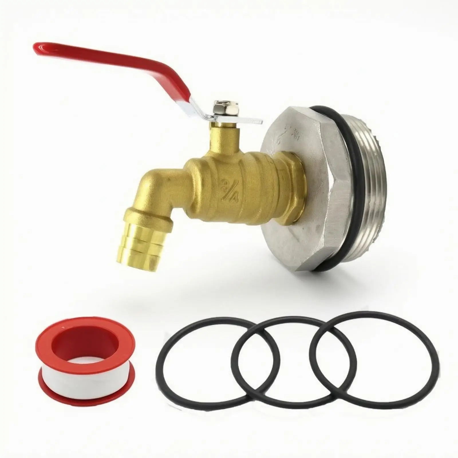Brass Valve with Barbed Outlet Threaded Tank Tap Heavy-Duty for Storage Tanks