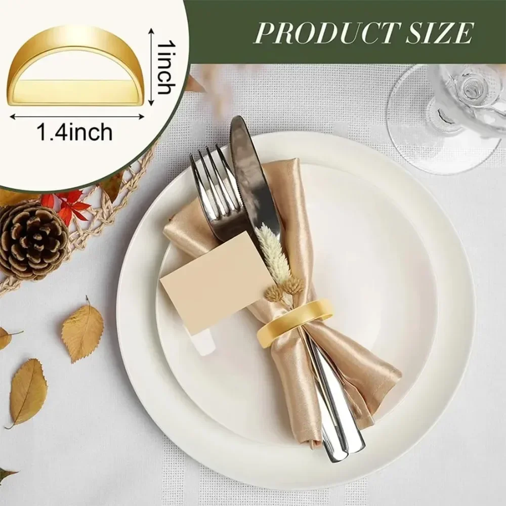 For Golden Napkin Ring Set, Wedding Party Dinner Thanksgiving Anniversary Napkin Ring 8 Pieces