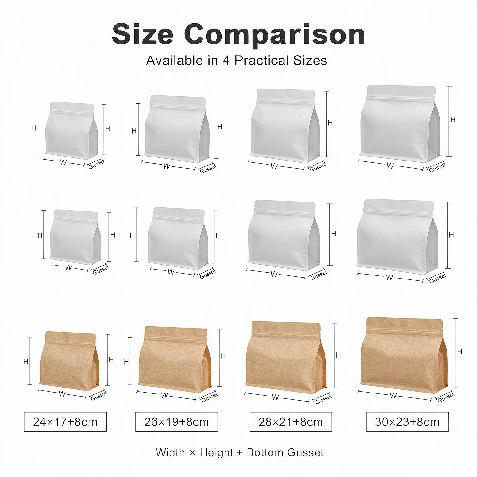 10/30Pcs Reusable Stand Up Zipper Food Storage Pouches, BPA Free Food Grade Leak Proof Heavy Duty for Fruit Nut, Snack Packing