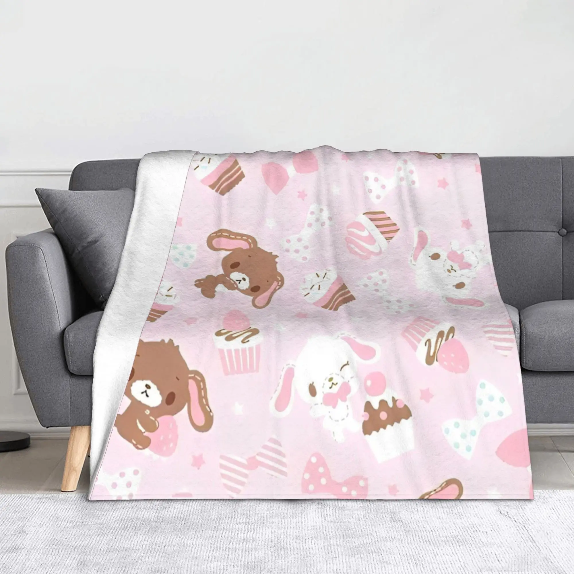 Cartoon S-Sugarbunnys Blankets Wool Funny Breathable Throw Blankets for Home Autumn/Winter
