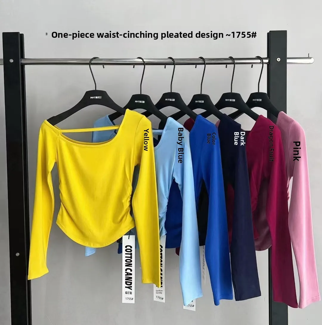 

Slim Fit Long Sve T-irt Women's Base Layer Tight Waist Low Chest Sexy Cotton Commute Sle Korean Version ort Length