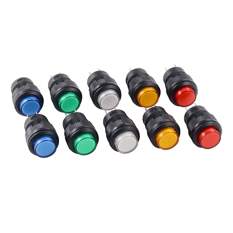 100pcs/lot R16-503 Round Button Self-locking/Self-resetting 2 Feet 4 Feet+LED Mounting Hole 16MM 3A250V