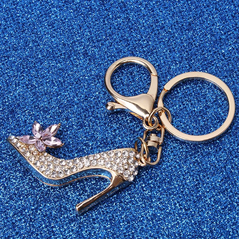 High Heeled Shoes Keychain Rhinestone Crystal Shoe Car Key Chain Bag Keyring Boutique Gift Decorative Alloy Durable Portable