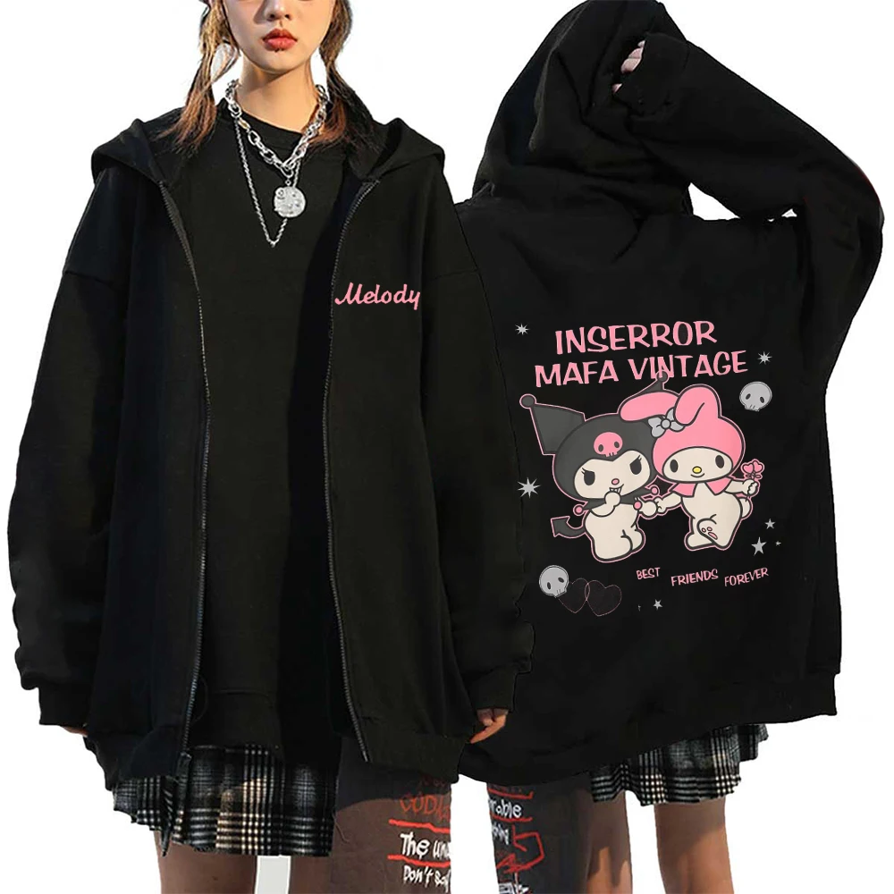 Essentiële Hoodies Dames Cardigan Rits Hoodies Sanrio Hello Kitty Kuromi Lange Mouw Dames Herfst En Winter Sweatshir