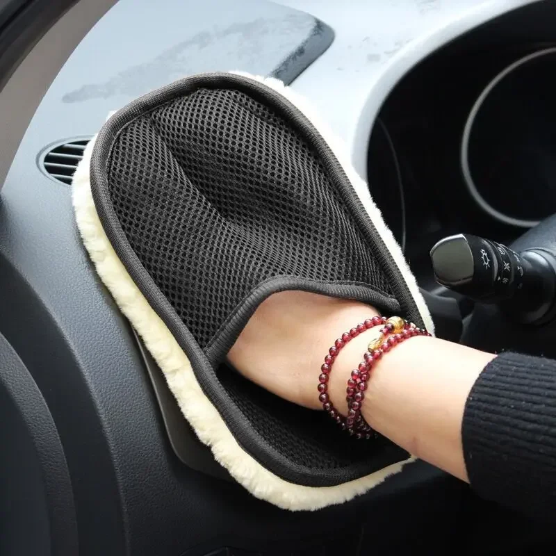 Car Styling Wool Soft Car Washing Gloves Cleaning Brush Car Winter Beauty Maintenance Waxing Polishing Surface Cleaning Tool