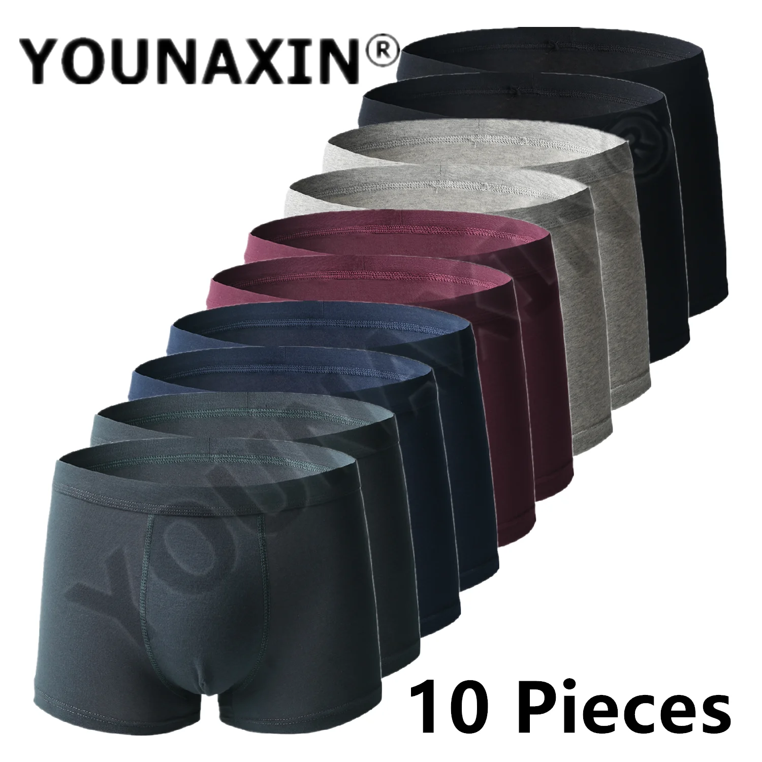 YOUNAXIN 10 Pcs Men\'s Underwear Plus Bigger Cotton Large Size Undies Boxer Shorts Solid Underpants L XL 2XL 3XL 4XL 5XL 6XL