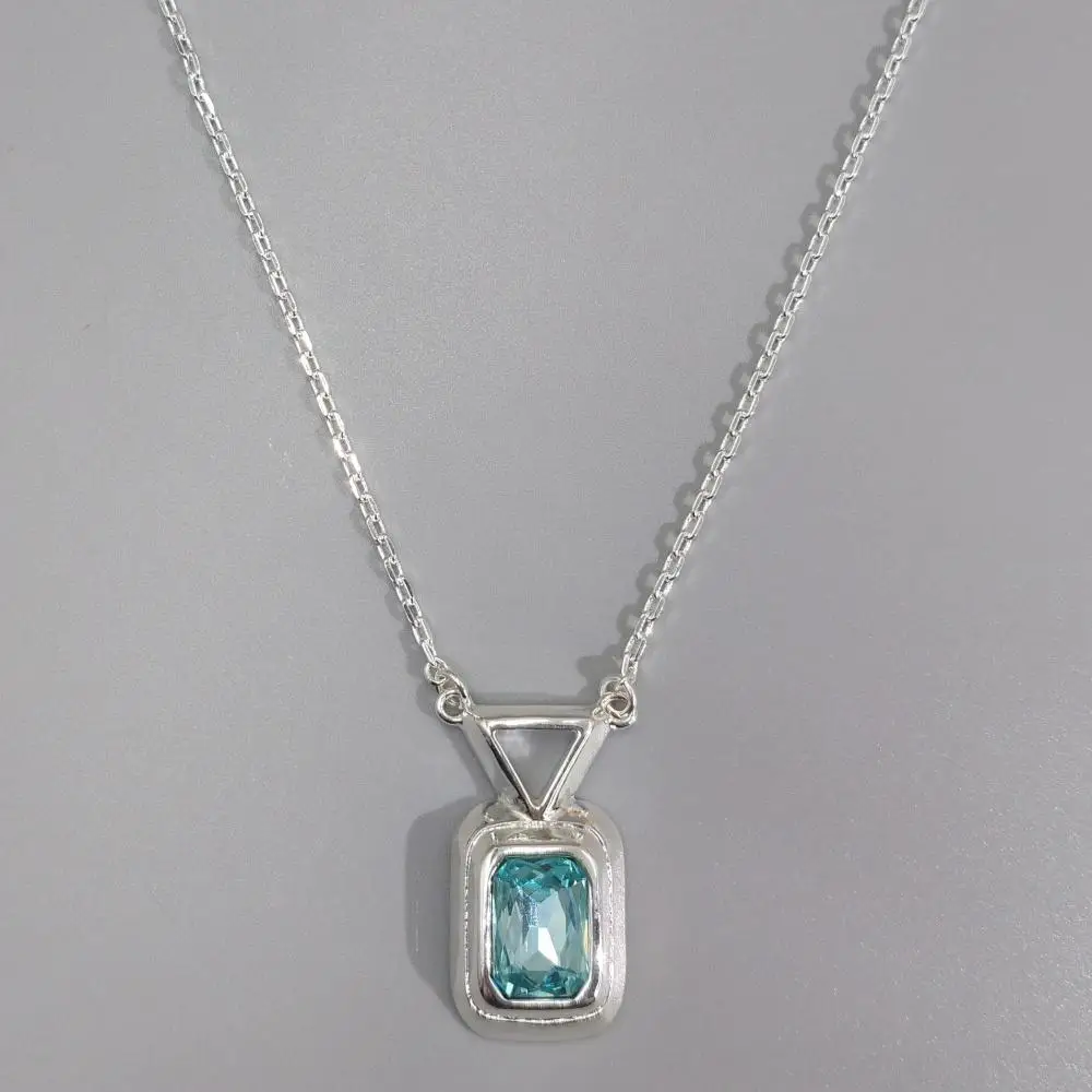 Layered necklaces, butterfly star pendant and rectangular light blue crystal pendant, trendy fashion women's accessories 6