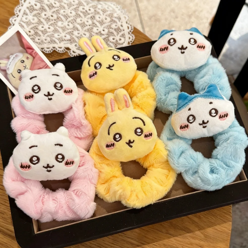 

В наличии! Хит продаж: плюшевый бант для волос Chiikawa, мультяшный аксессуар для волос, резинка для волос, милые подарки (Нагано, Хачиварэ, Усаги, Чи)