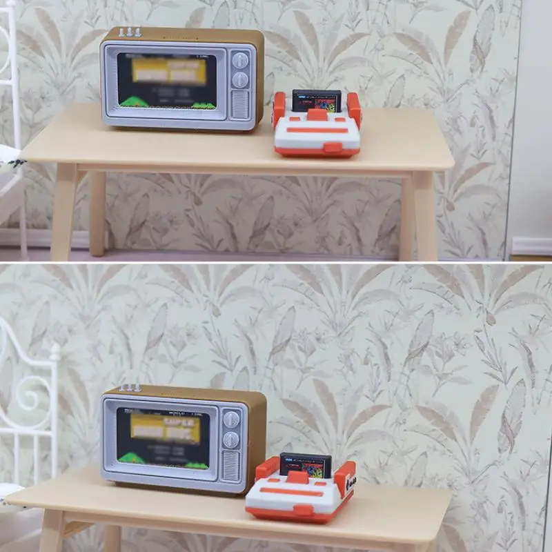 1/12 인형 집 시뮬레이션 소형 향수를 불러일으키는 TV 게임 콘솔 모델 거실 장면 장식 인형 액세서리 장난감