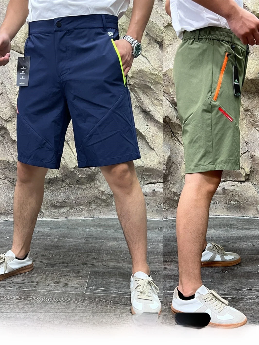 Functionality Meets Style: Summer Men's Lightweight Elastic Comfortable Casual Shorts Color Block Zipper 3D Tailoring