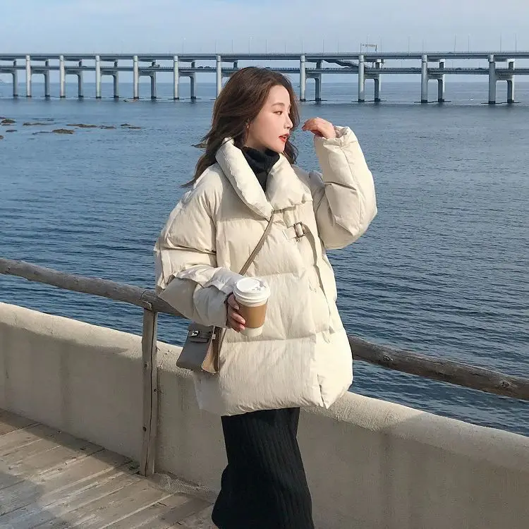 Woman 2023 Winter New Cotton Coat Down Cotton Coat Short Loose College Style Cotton Coat Korean Version Thickened Coat