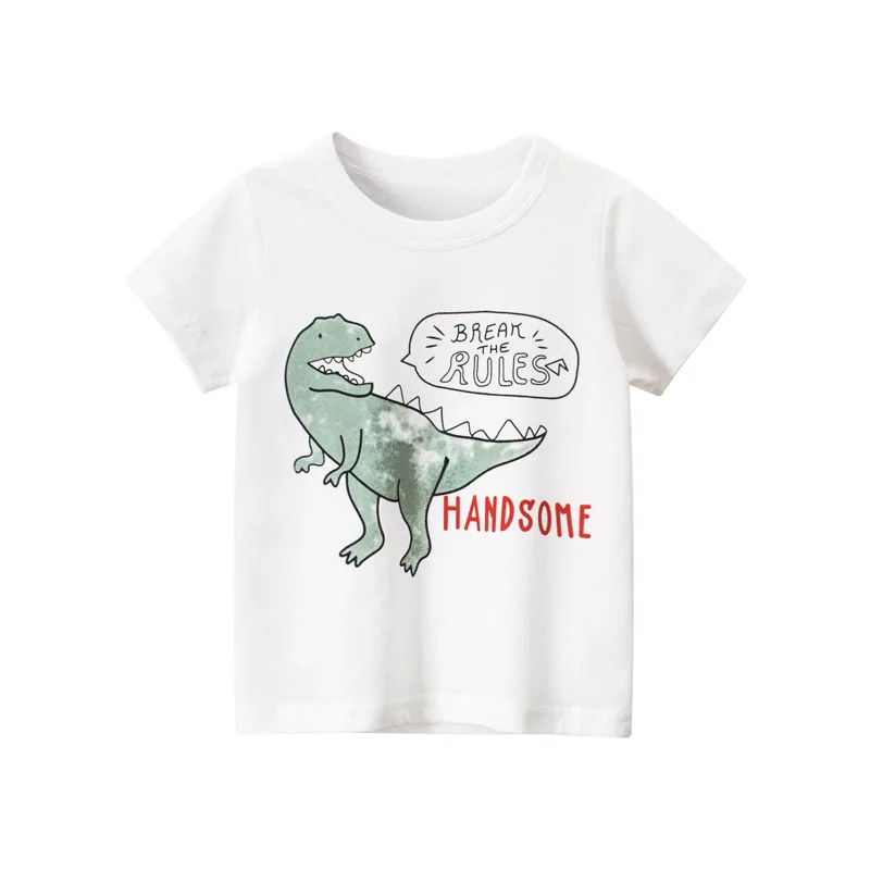 Dinossauro impresso T Shirt para crianças, Roupas de desenhos animados para meninos, Animal Printing, Crianças Tops, Tees para o verão, 2024