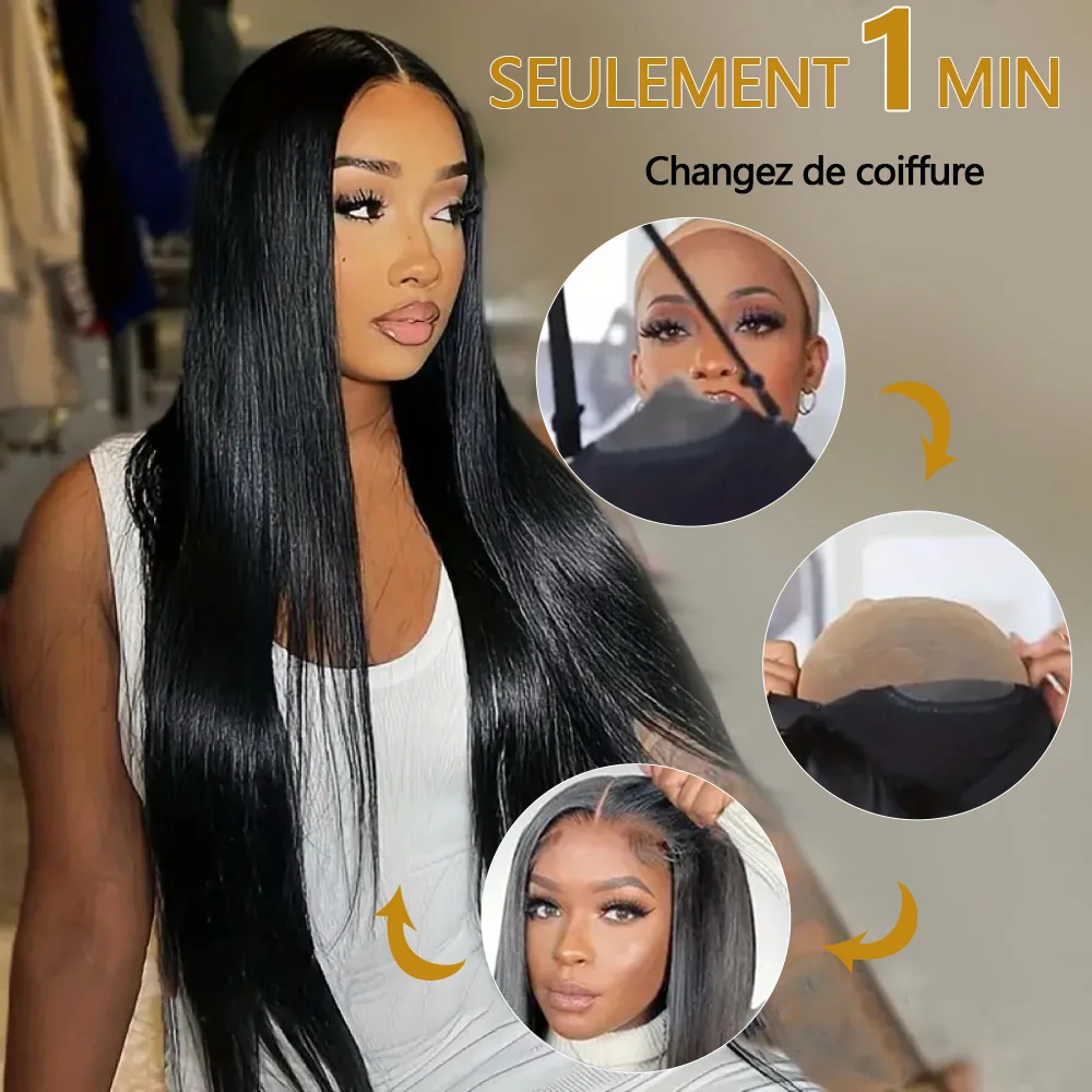 30 inch Glueless Wig Human Hair Ready To Wear 4X4 Brazilian Straight HD Lace Front Human Hair Wig 100% Human Hair Wigs Glueless