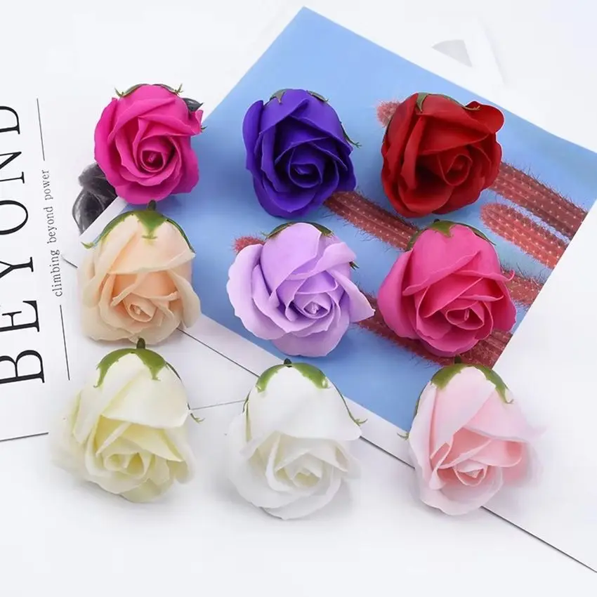 

10pcs Soap Rose Flower Wedding Wall Home Garden Garland Decor Holiday Party Diy Gift box Bride bouquet Wrist Flower Accessories