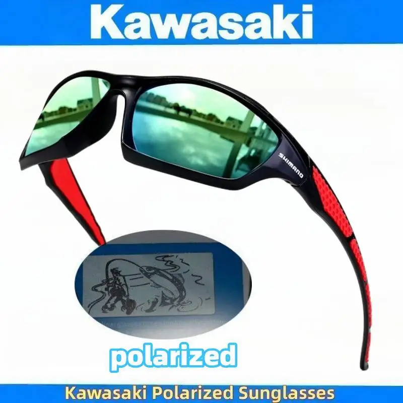 Neue kawasaki motorrad brille männer fahren camping wandern fischen polarisierte sonnenbrille outdoor sport uv400 fahrrad brille