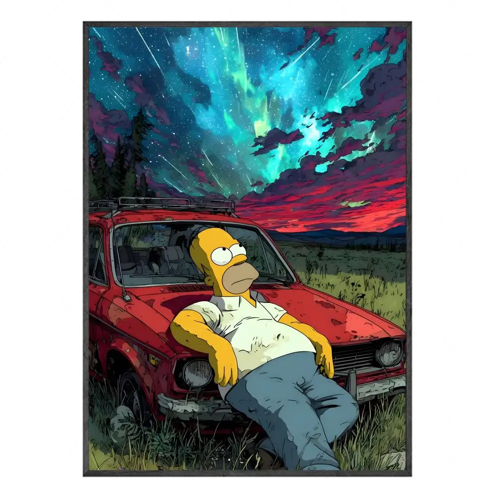 Anime T-The S-Simpsons Painting Calligraphy Poster Print Modern Decor Room Home Decor Canvas Art Pictures Home For Living Room