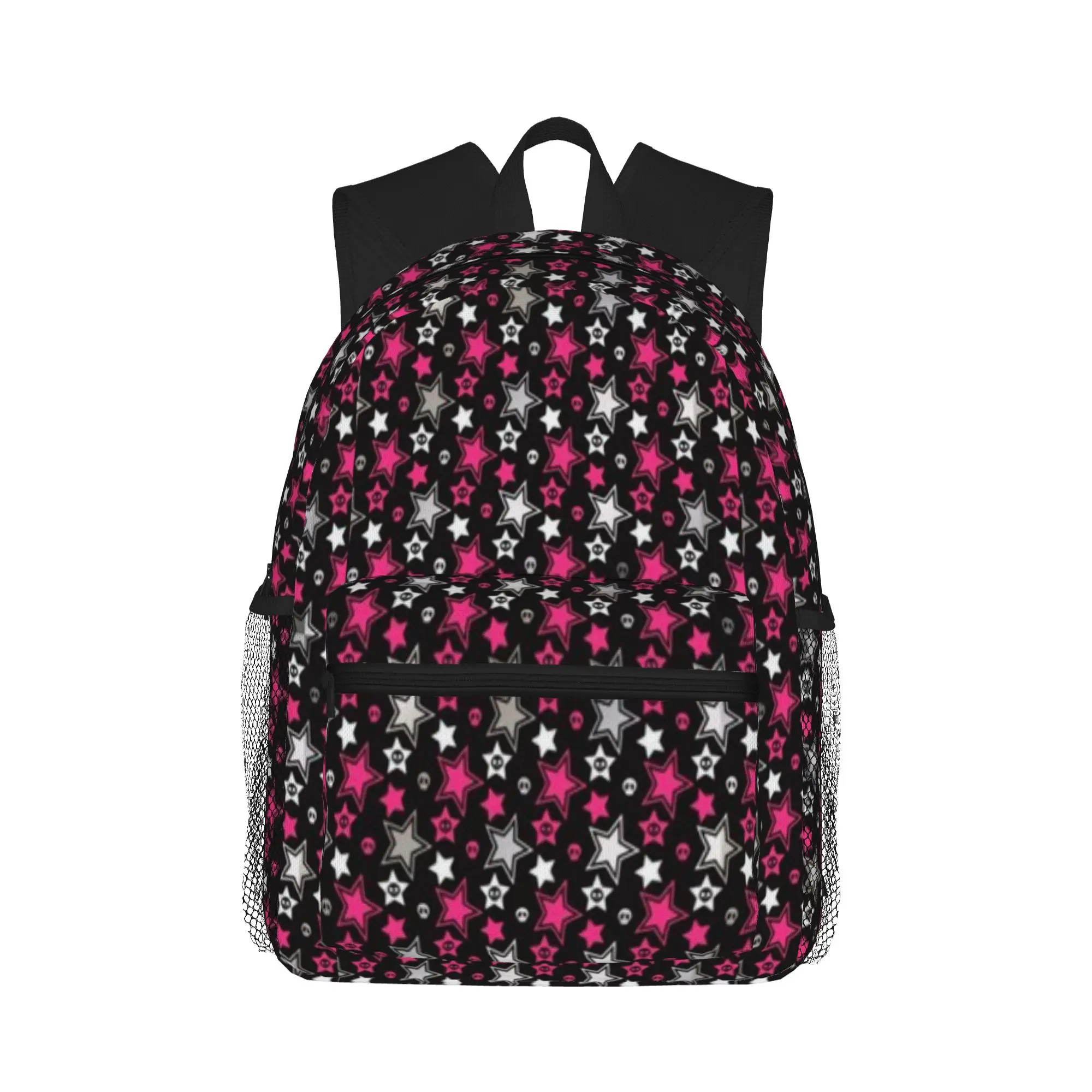 black and pink emo scene stars  Casual Backpack for Students and Adults Travel backpack