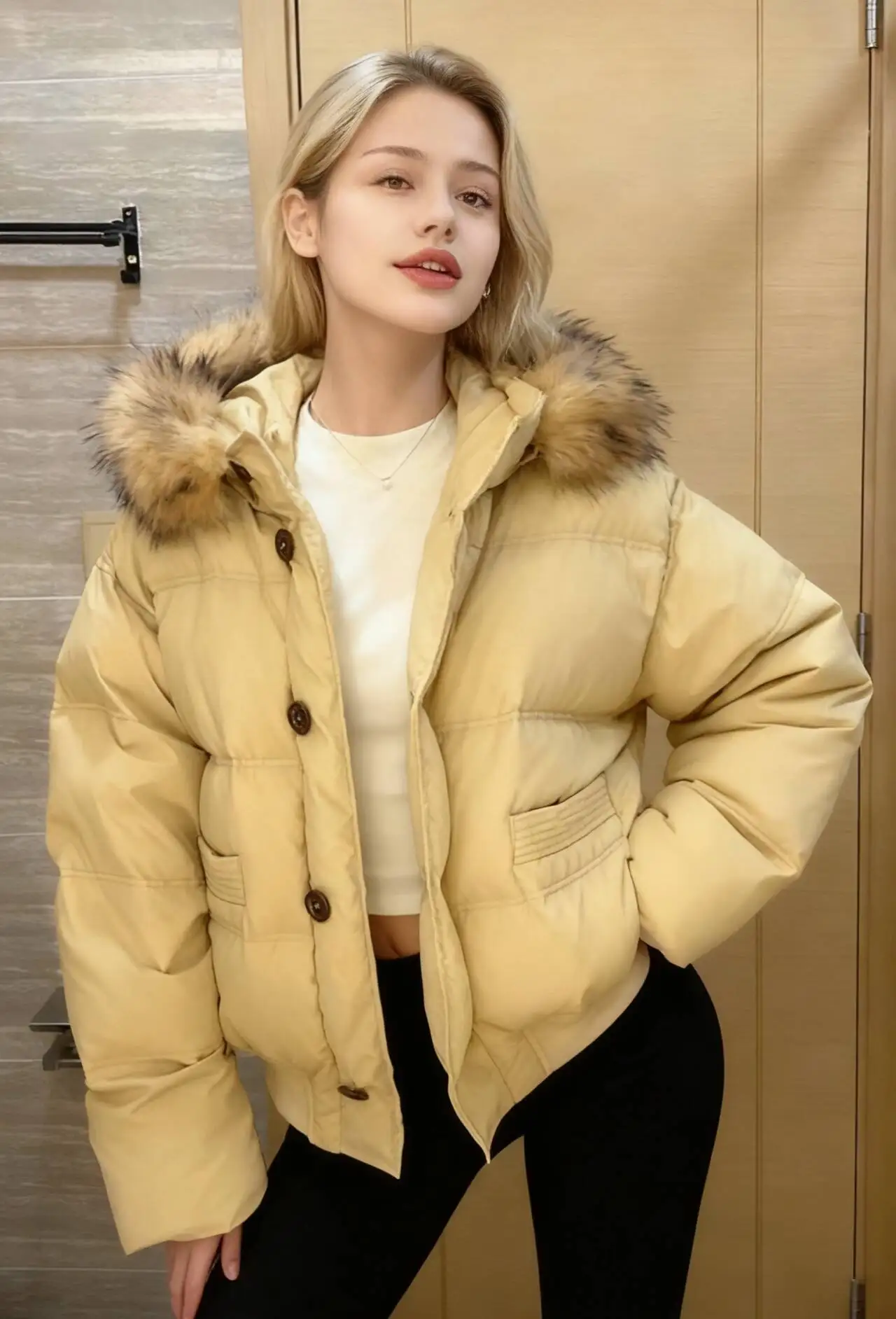 

Parkas Womens Street Autumn Corduroy Slant Hem Fitted Long-Sleeved Brown Coffee Classical Workwear Relaxed Versatile Leisure Ins