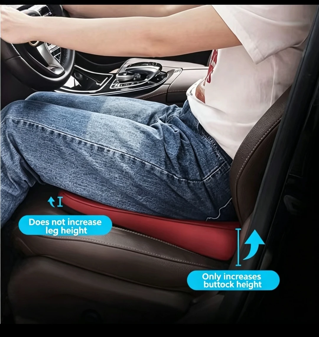 High-Density Foam Car Seat Cushion - Non-Slip, Ergonomic Wedge Support for Clearer View & Comfortable Long Drives